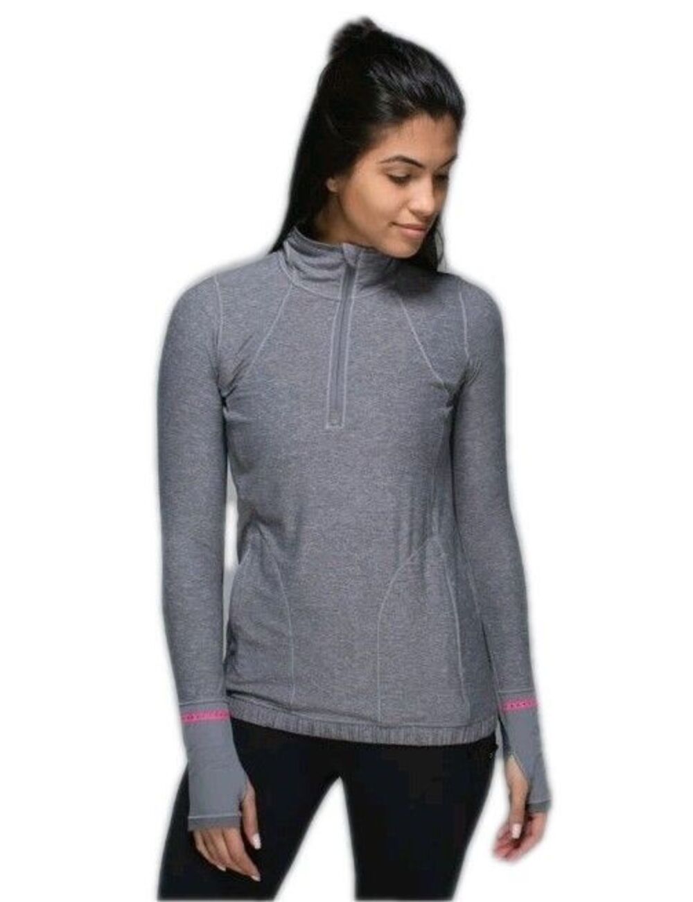 Lululemon Pace Pusher 1/2 Zip in Heathered Slate/Slate Sz 4